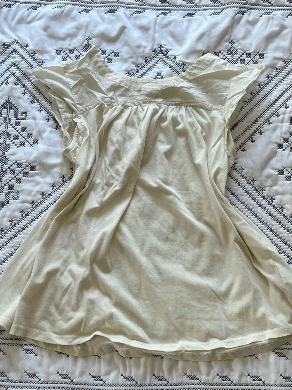 Gap Kids Girls Cream Flutter Sleeve Lace Trim Swing Blouse Top Size 12